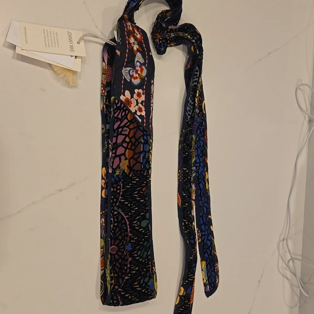 Johnny Was Silk Soundbath Velvet Butterfly Flower Tie Belt Catherine Navah $118 - Picture 5 of 10